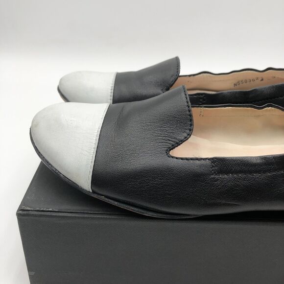 AGL Vero Cuoio Ballet Flats Women's size 7.5 Black White Leather Cap Toe - Picture 8 of 16